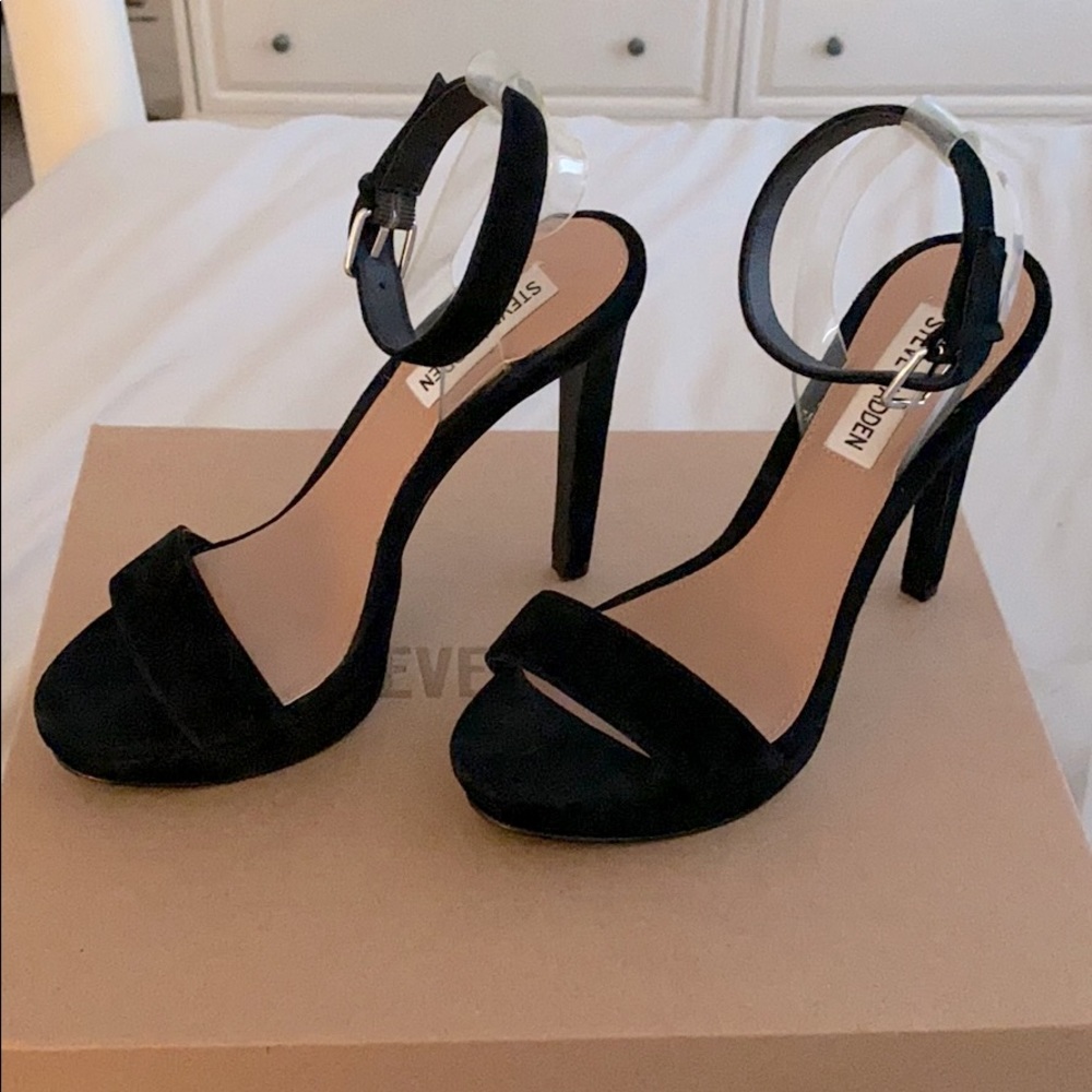 Steve Madden clear and velvet strappy heels